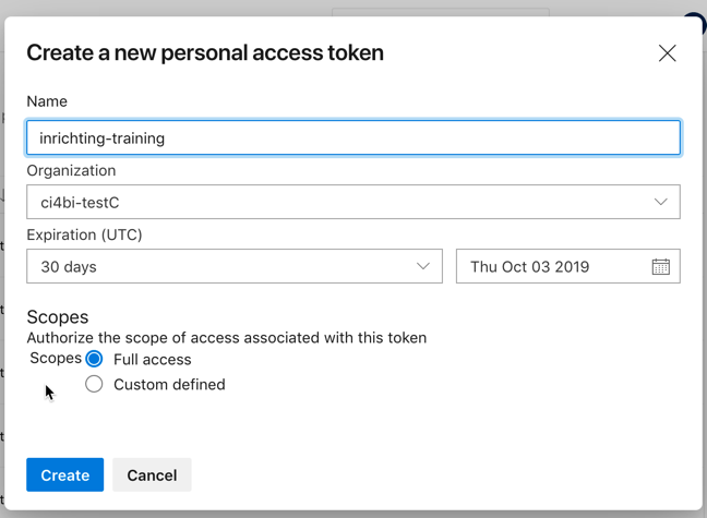 New PAT - scope en expiration invullen